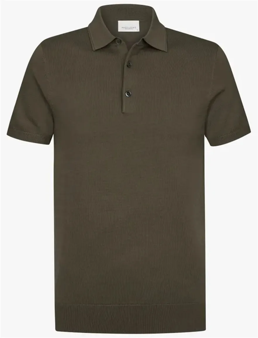 Profuomo polo bruin 3-knoops regular fit