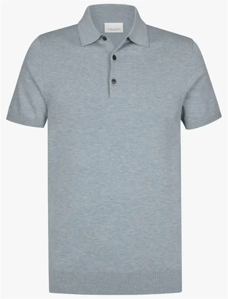 Korte mouw polo Profuomo blauw regular fit