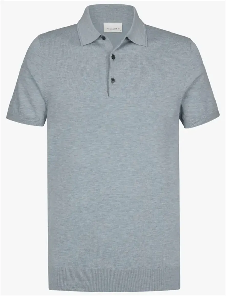 Profuomo polo blauw 3-knoops