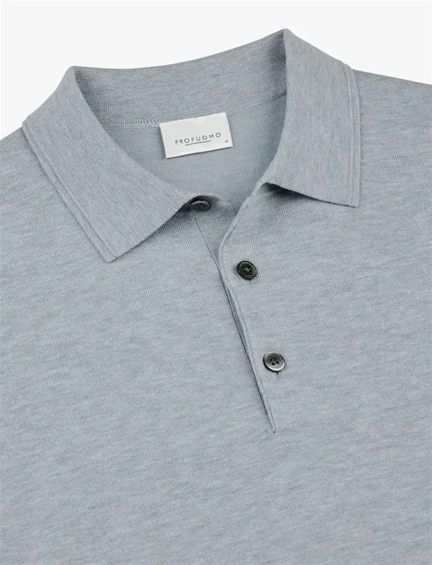 Profuomo polo blauw 3-knoops