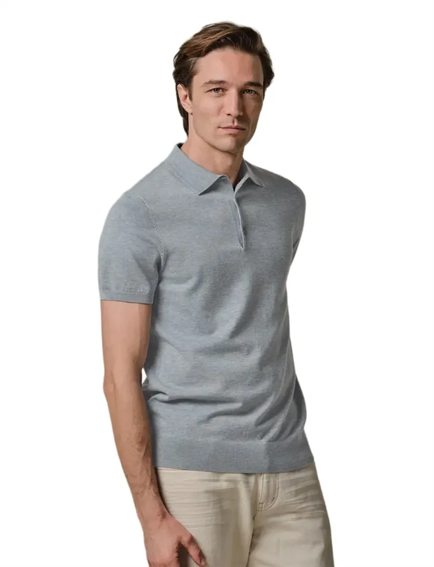 Profuomo polo blauw 3-knoops