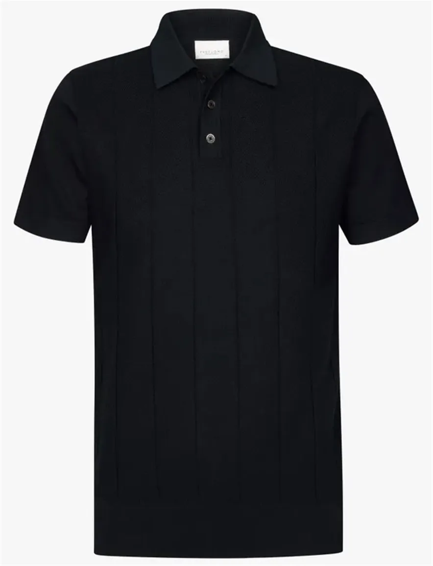 Korte mouw polo Profuomo donkerblauw gestreept