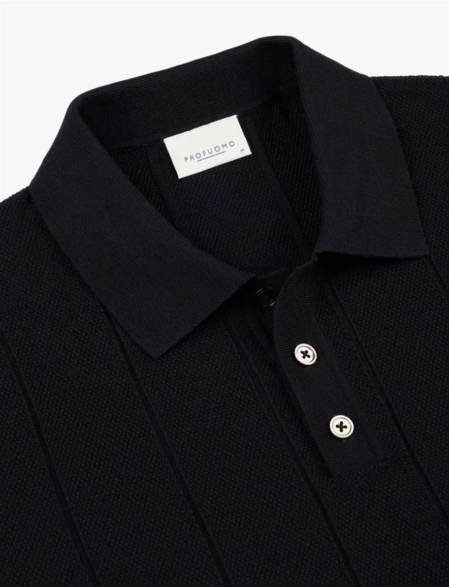 Korte mouw polo Profuomo donkerblauw gestreept