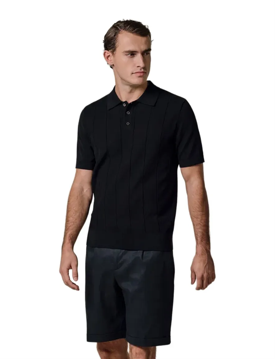 Korte mouw polo Profuomo donkerblauw gestreept