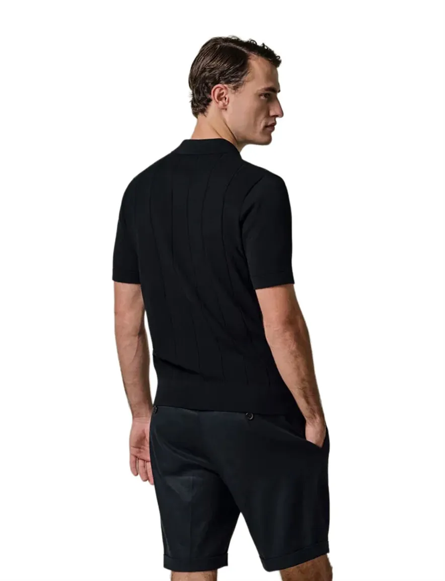 Korte mouw polo Profuomo donkerblauw gestreept
