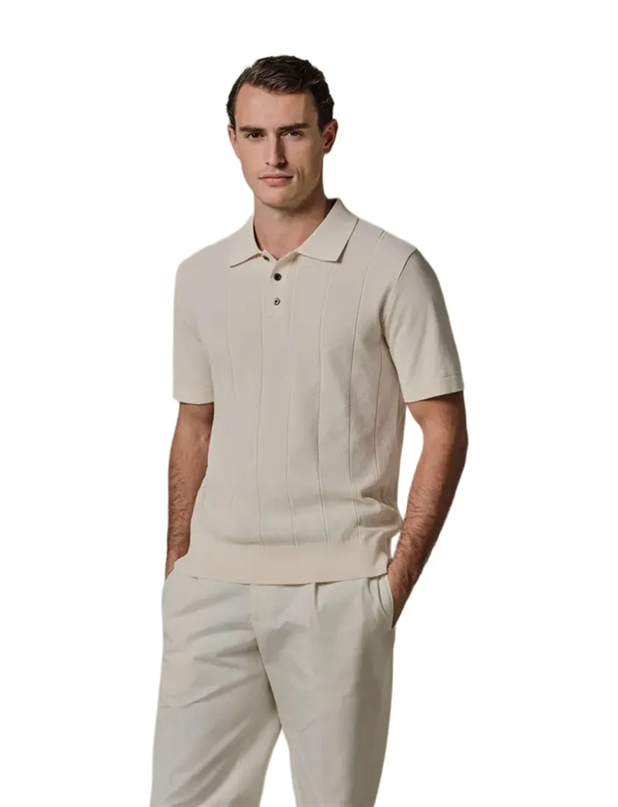 Profuomo creme polo katoen
