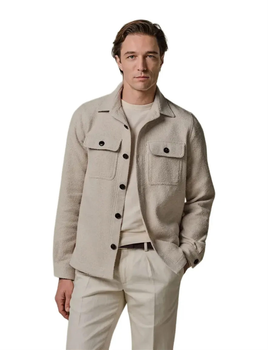 Creme Profuomo overshirt regular fit