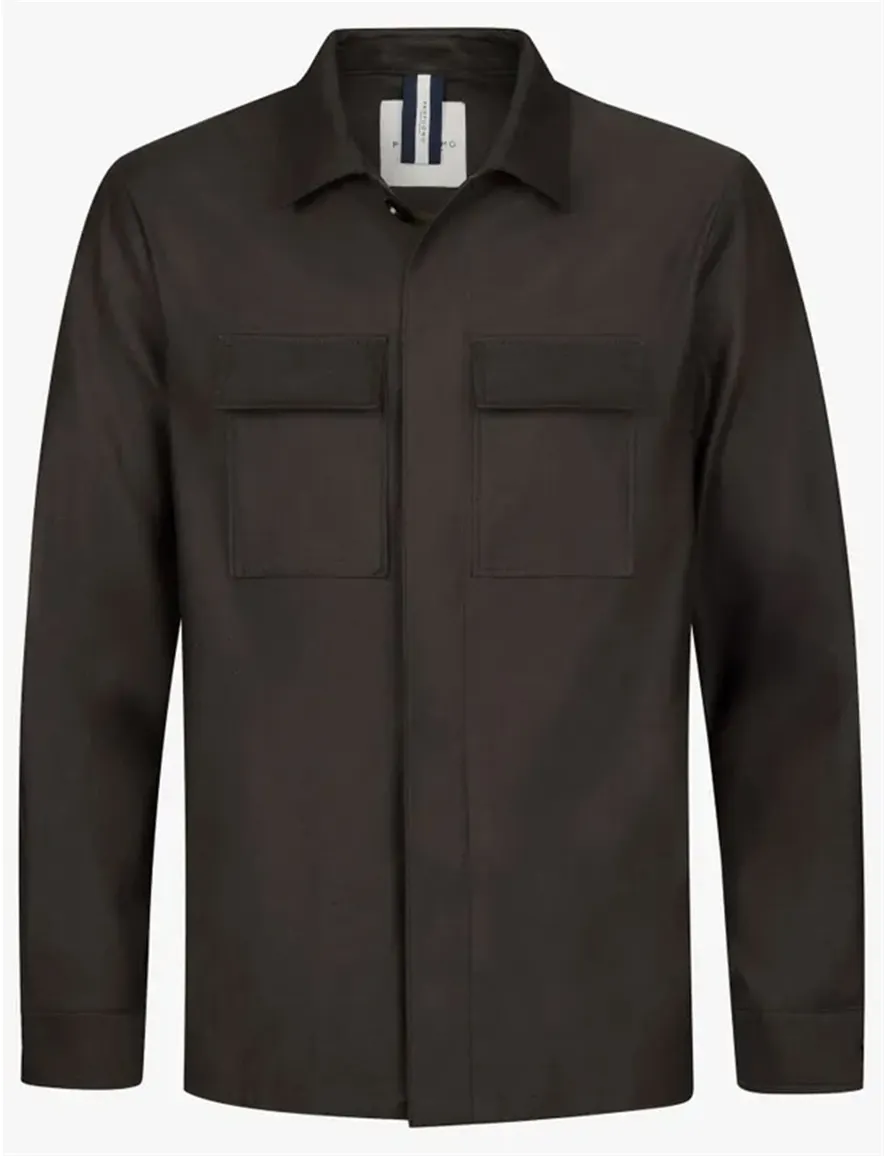 Overshirt Profuomo bruin linnen