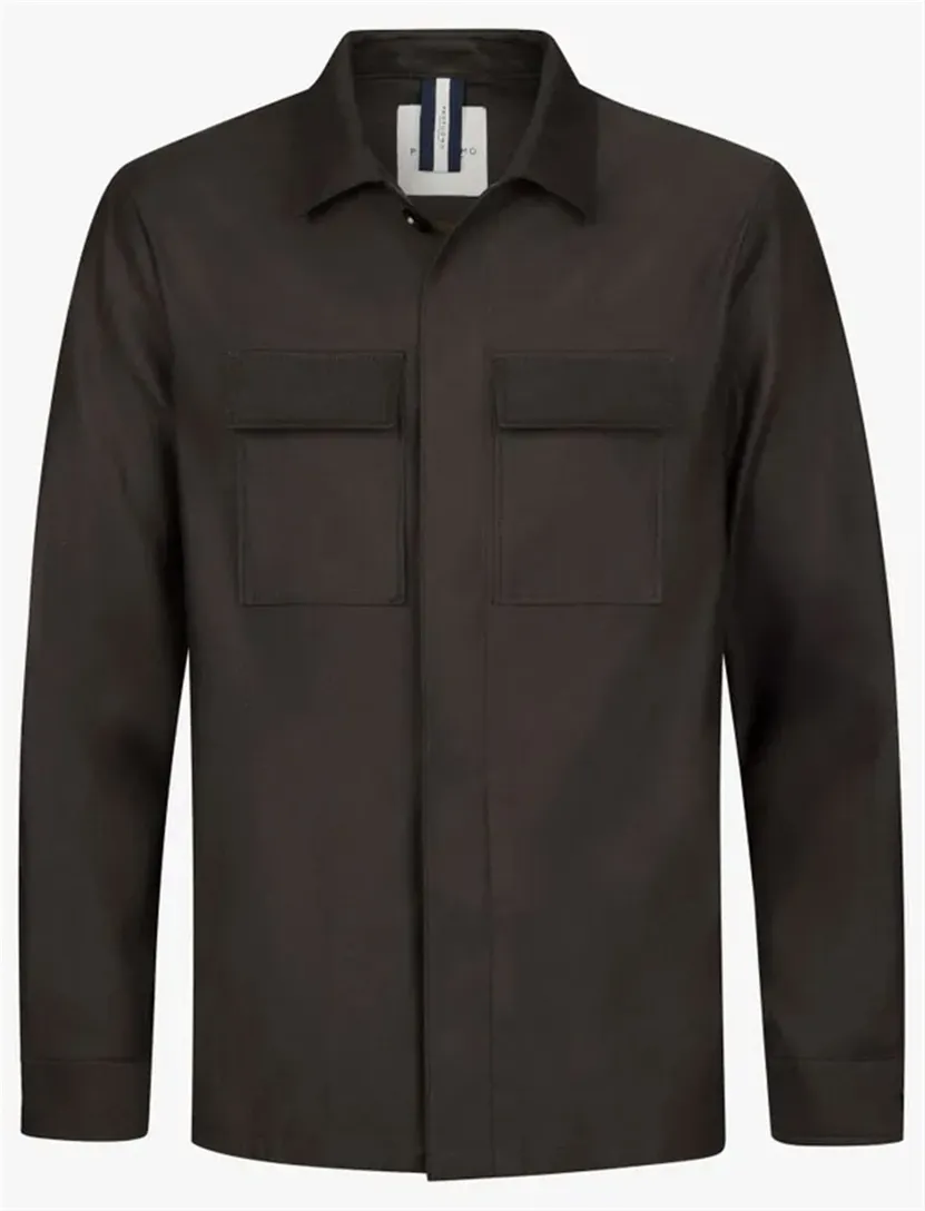 Overshirt Profuomo bruin met dubbele borstzak