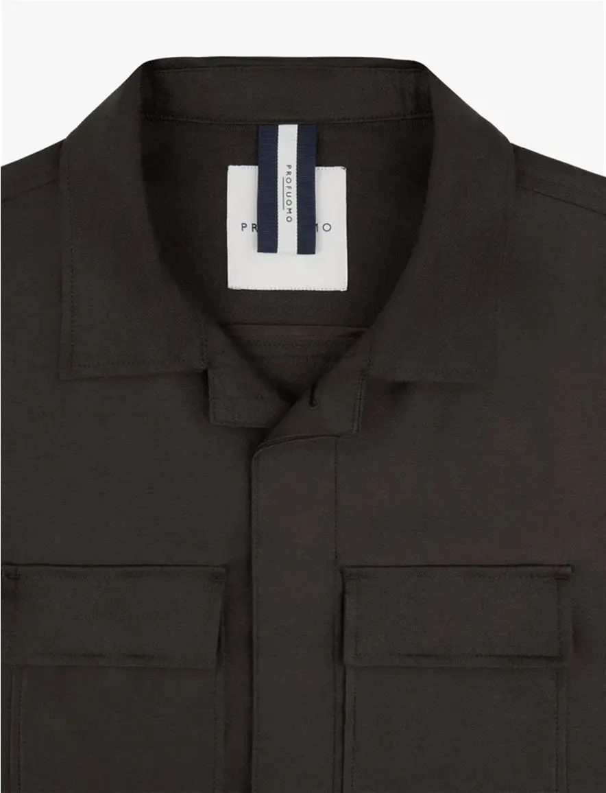 Overshirt Profuomo bruin linnen