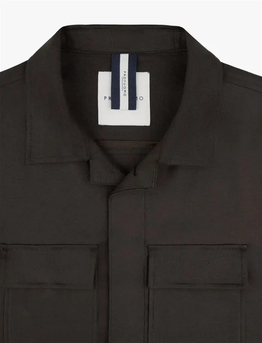 Profuomo overshirt donkerbruin linnen