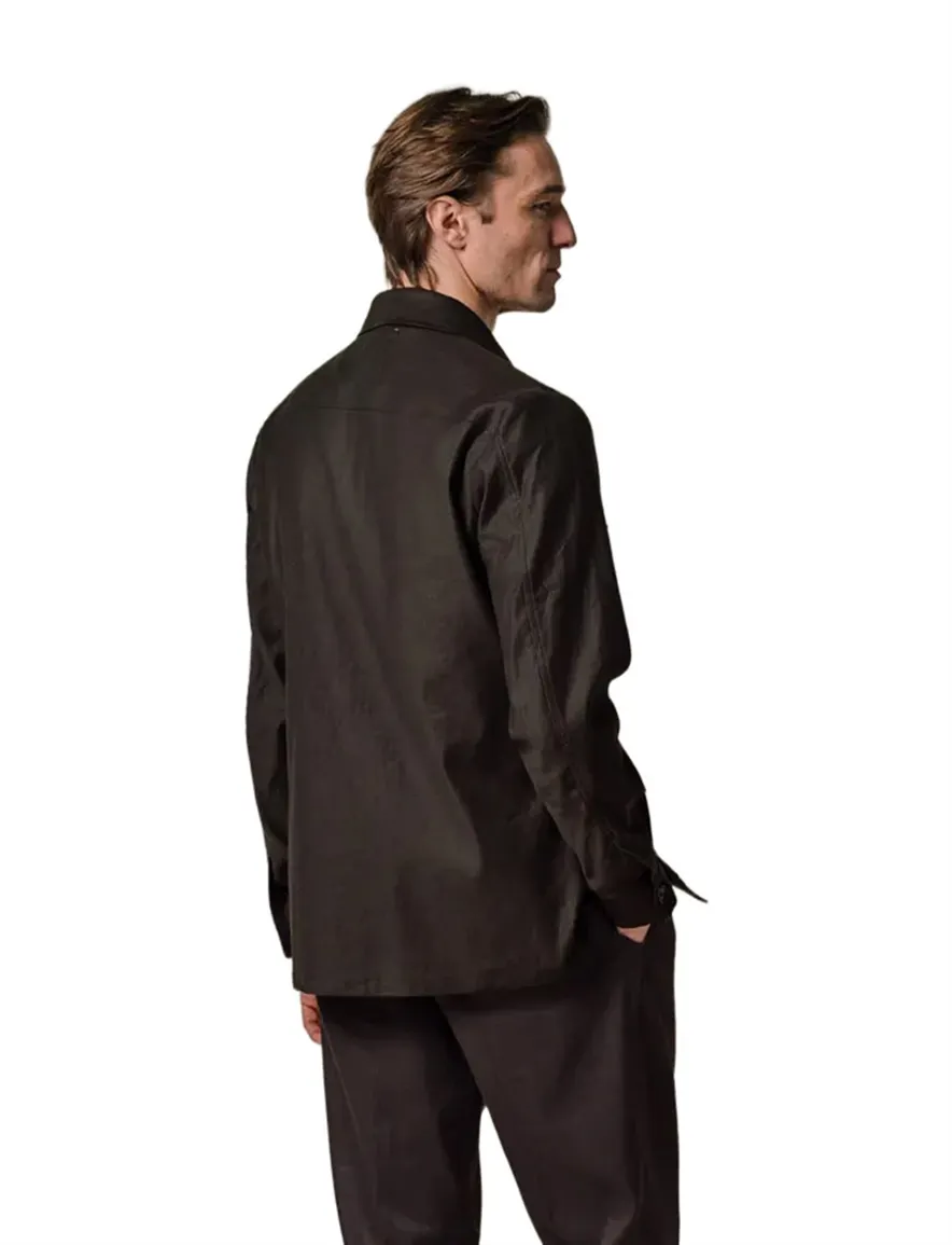 Profuomo overshirt donkerbruin linnen