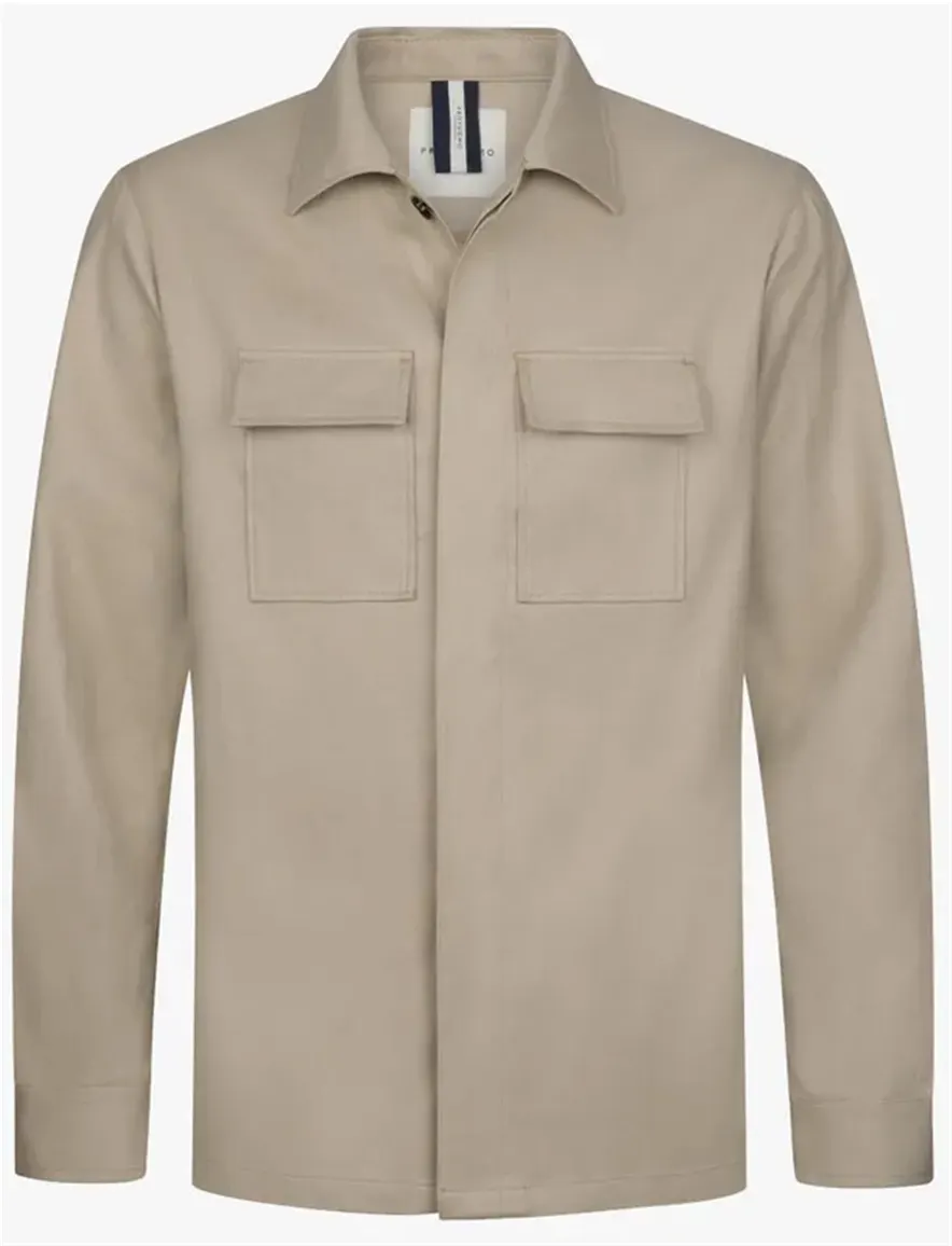Overshirt Profuomo beige dubbele borstzak