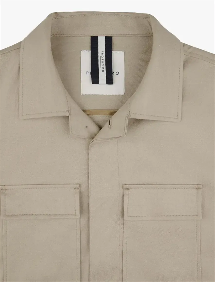 Overshirt Profuomo beige dubbele borstzak