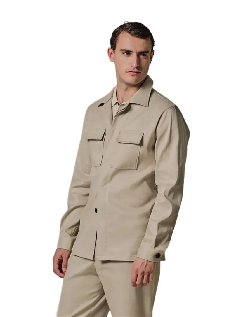 Overshirt Profuomo beige katoen