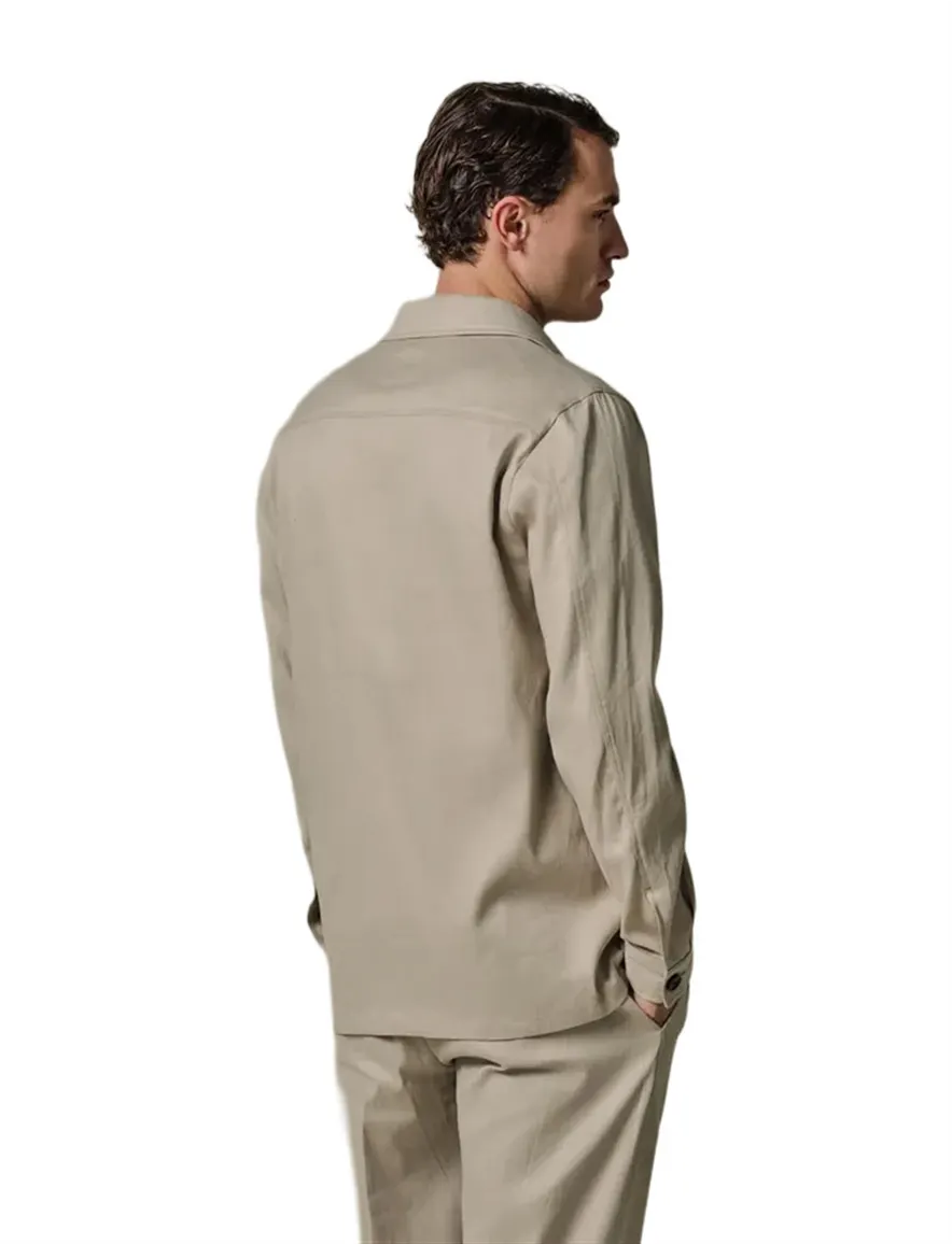 Overshirt Profuomo beige dubbele borstzak