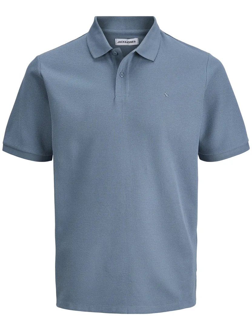 Blauwe polo Jack & Jones jersey big & tall 2 knoops
