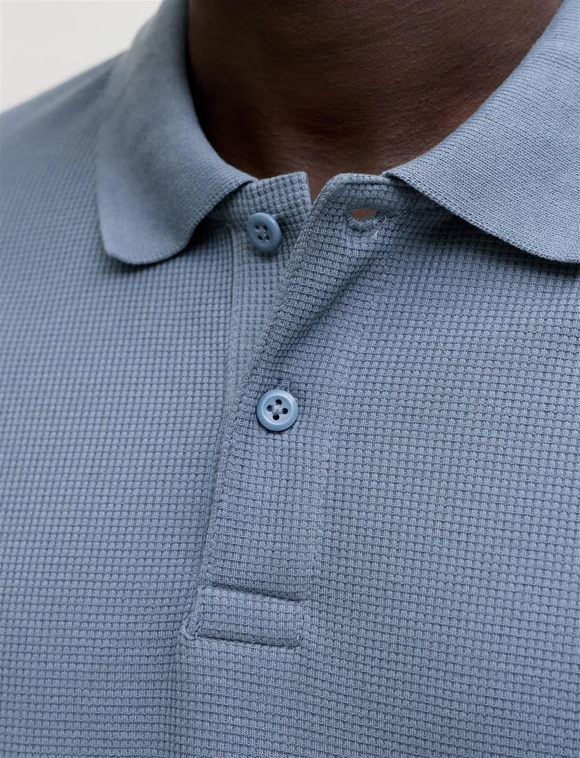 Blauwe polo Jack & Jones jersey big & tall 2 knoops