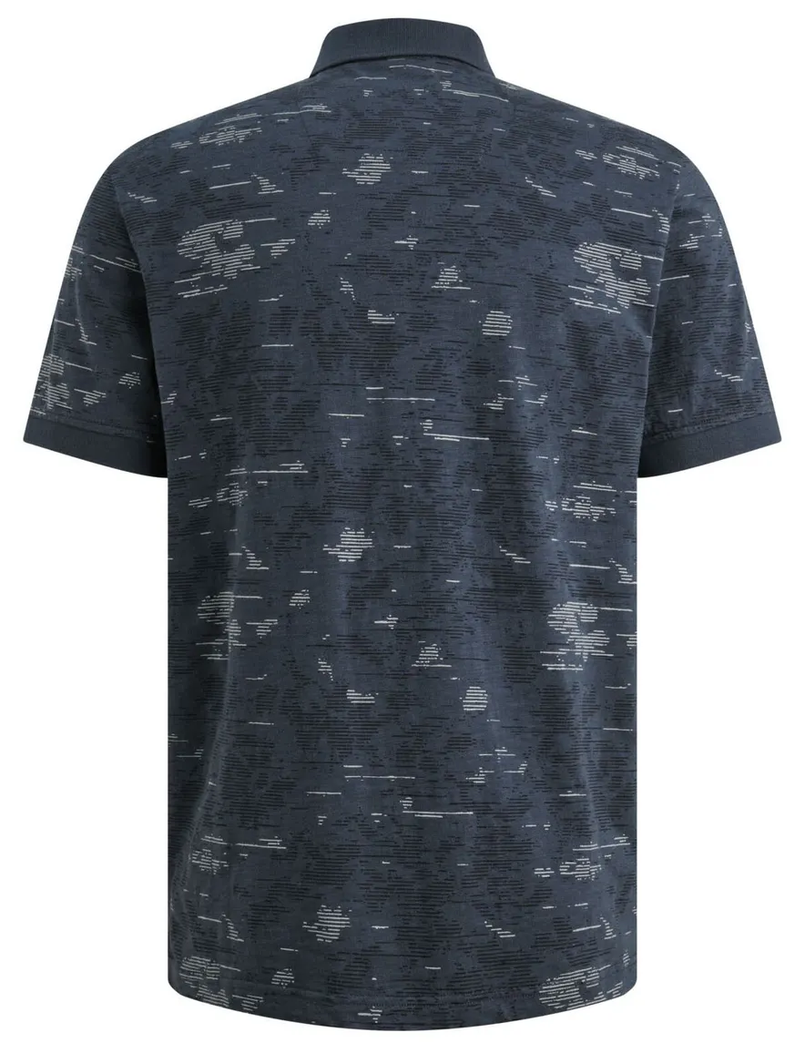 PME Legend polo slub jersey blauw geprint