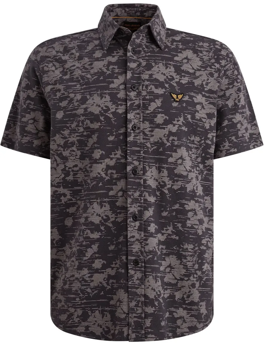 Grijs geprint korte mouw overhemd PME Legend regular fit