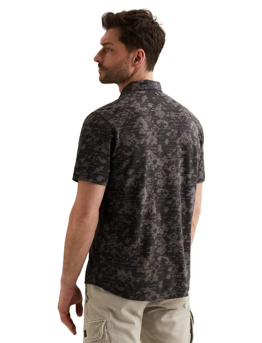 Grijs geprint korte mouw overhemd PME Legend regular fit