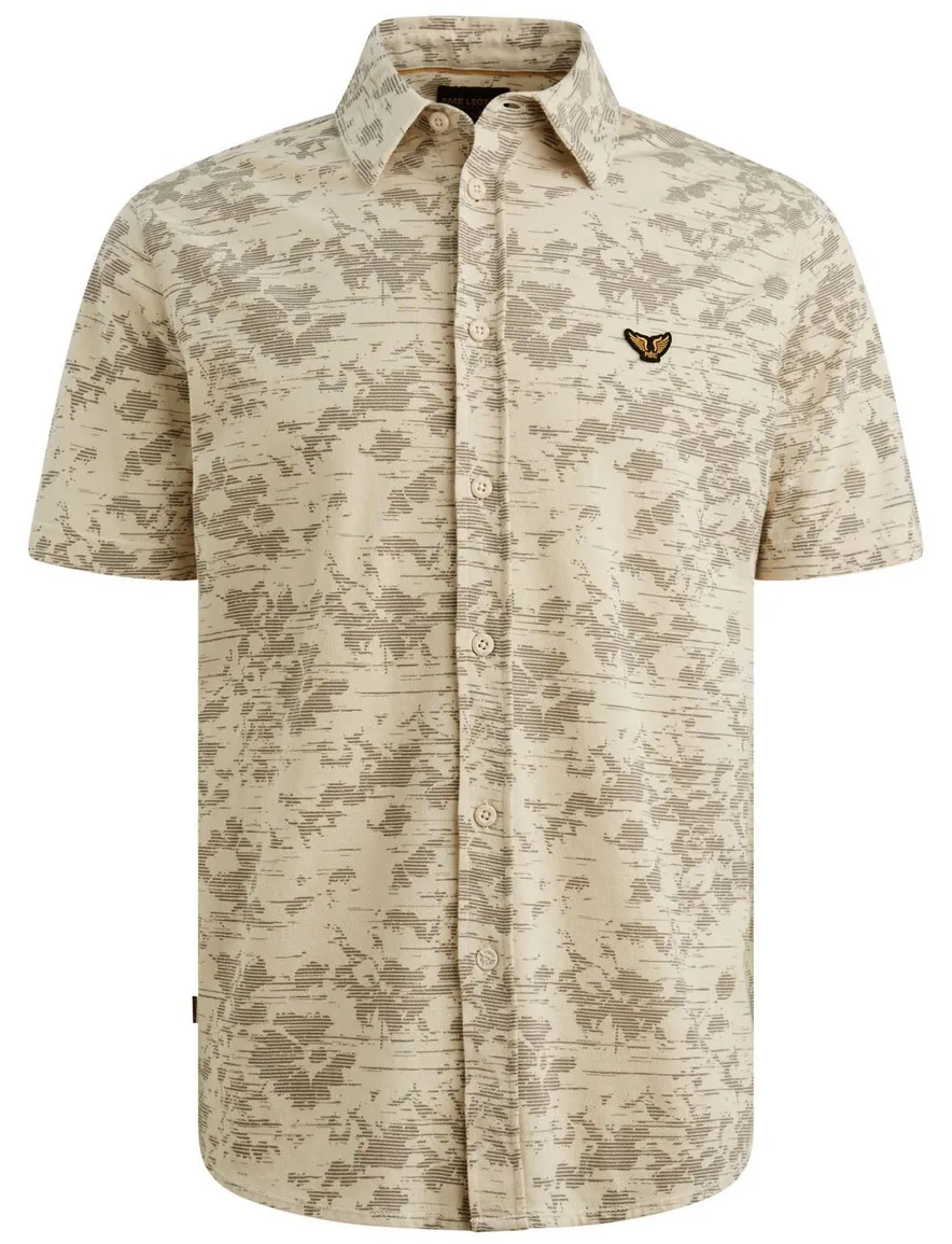 PME Legend korte mouw overhemd geprint beige