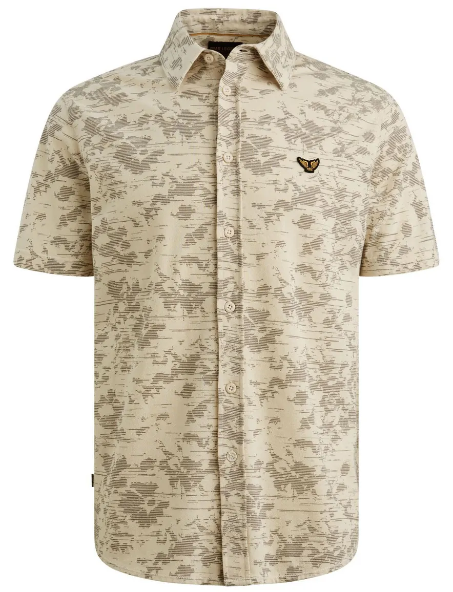 PME Legend korte mouw overhemd geprint beige