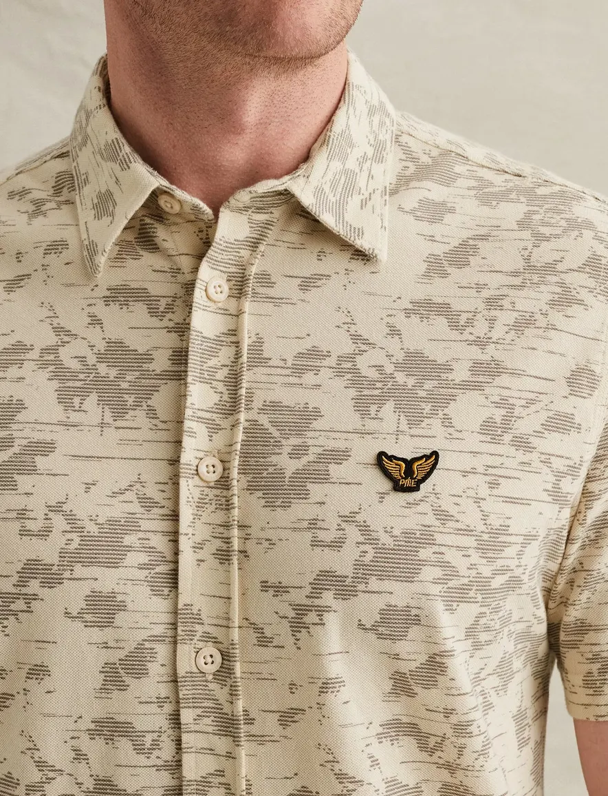 PME Legend korte mouw overhemd beige geprint