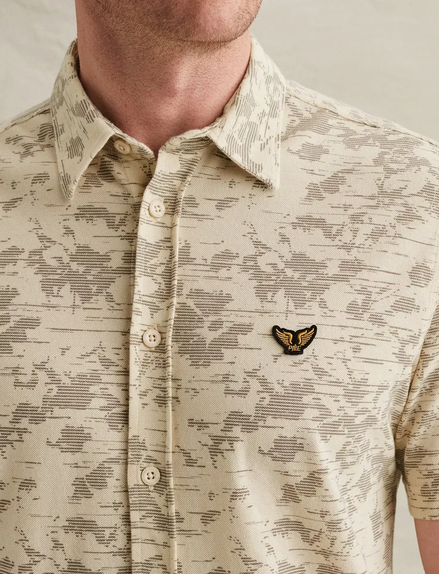 PME Legend korte mouw overhemd geprint beige