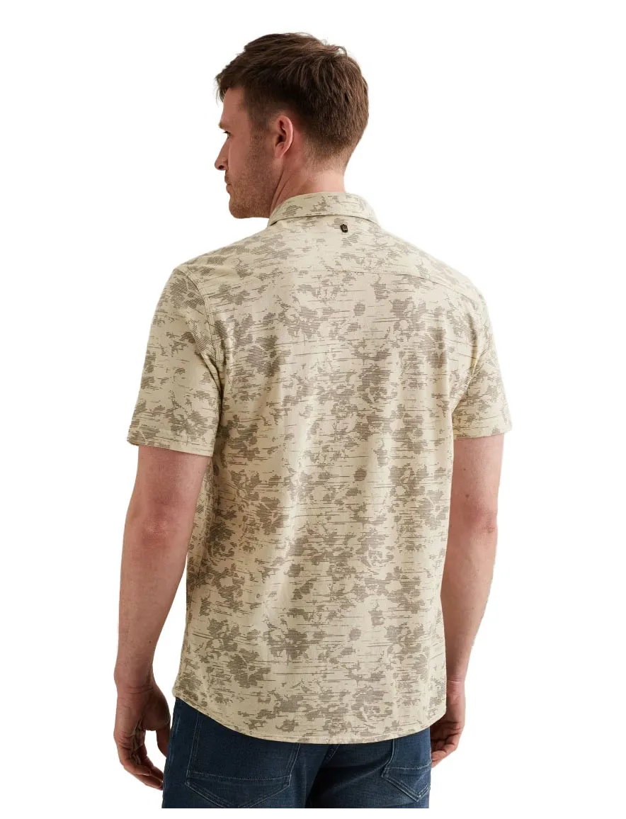 PME Legend korte mouw overhemd beige geprint