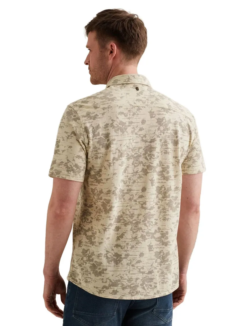 PME Legend korte mouw overhemd geprint beige