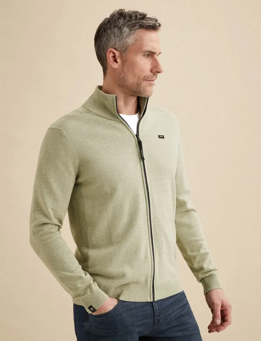 Vest Vanguard beige groen normale fit rits gemêleerd