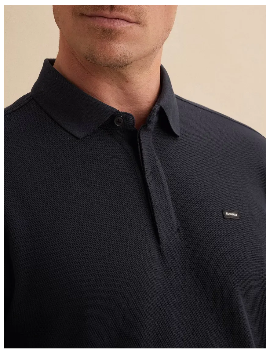 Effen donkerblauwe Vanguard korte mouw polo