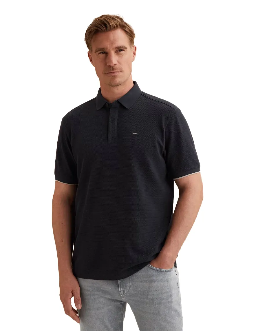 Effen donkerblauwe Vanguard korte mouw polo