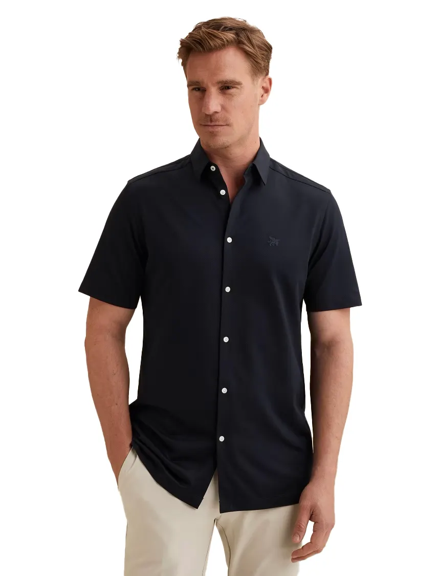 Vanguard overhemd korte mouw logo navy
