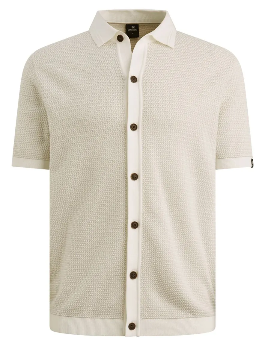 Korte mouw polo Vanguard normale fit doorknoop creme