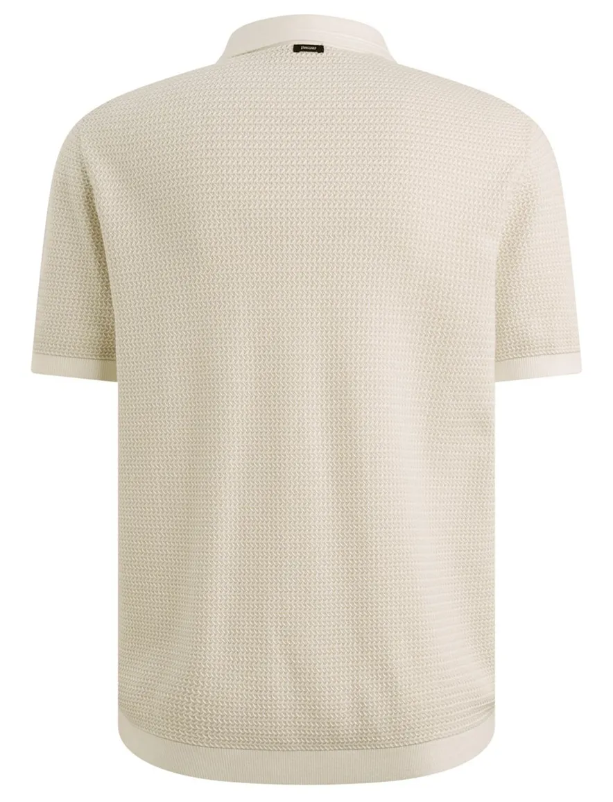 Korte mouw polo Vanguard normale fit doorknoop creme