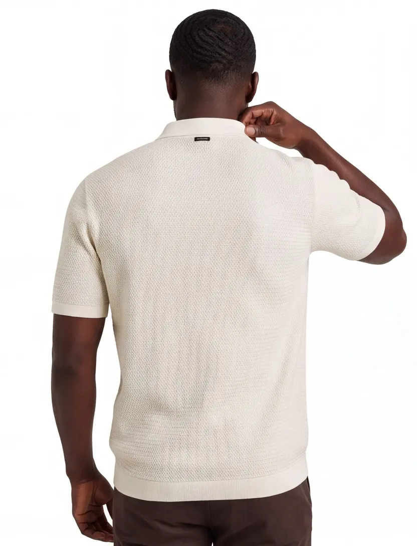 Gebreide polo creme Vanguard geprint doorknoop modal