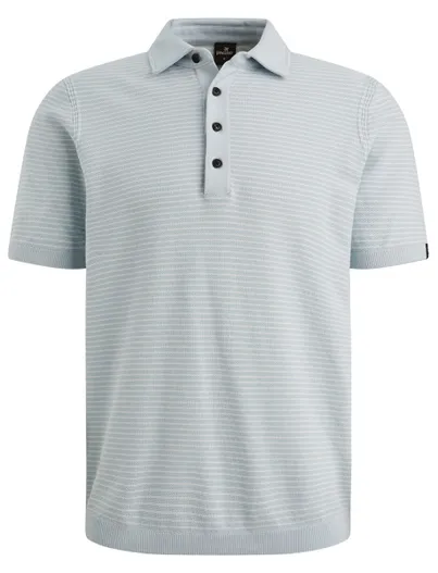 Vanguard Lichtblauwe polo korte mouw Vanguard 4 knoops witte strepen