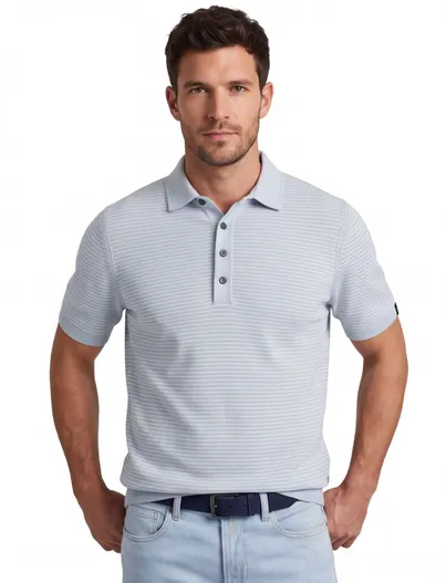 Vanguard Polo 4 knoops Vanguard korte mouw met boord lichtblauw