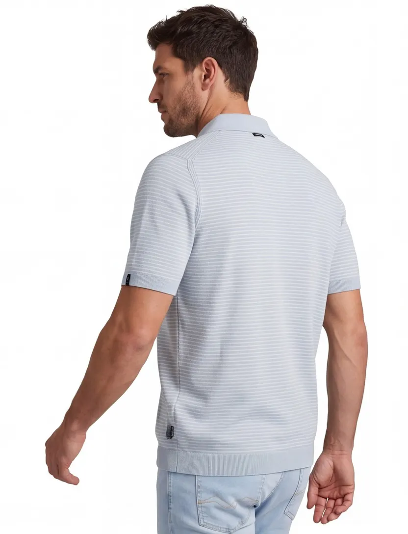 Polo 4 knoops Vanguard korte mouw met boord lichtblauw