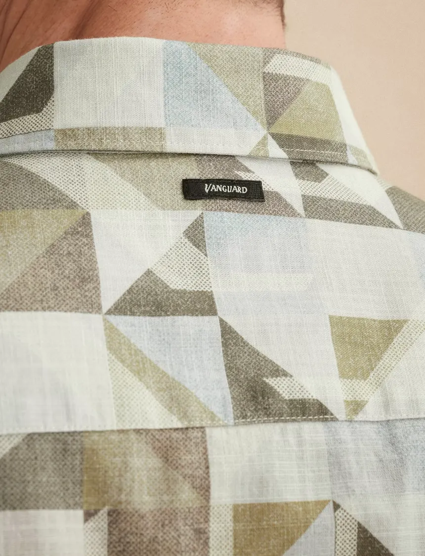 Vanguard overhemd korte mouw print groen