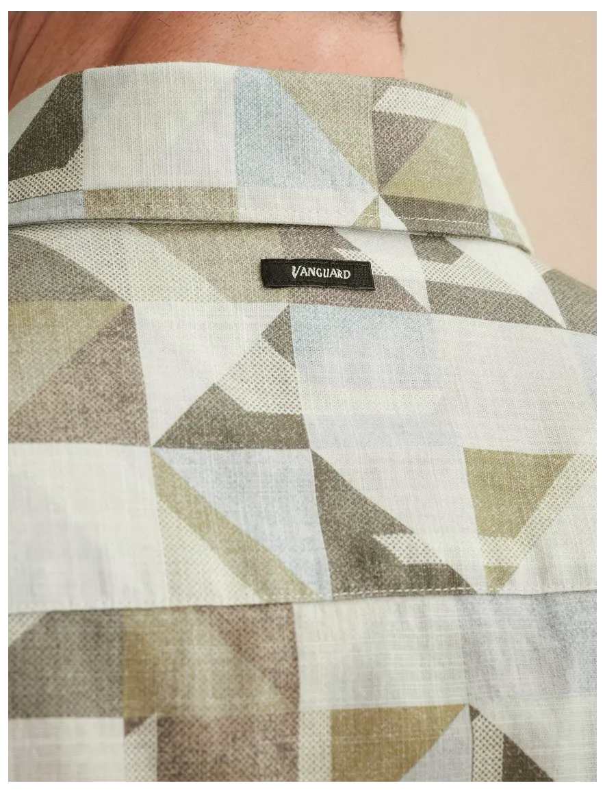 Vanguard overhemd korte mouw print groen