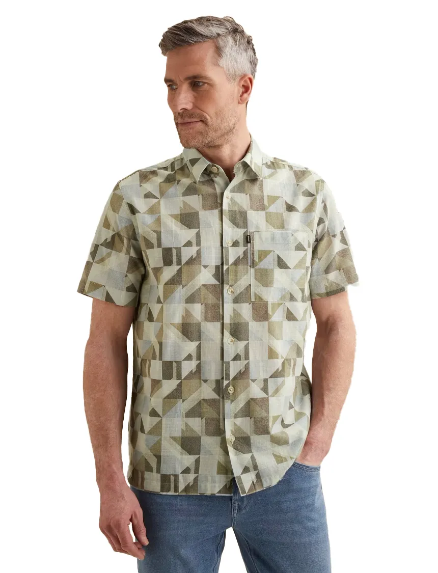 Vanguard overhemd korte mouw print groen