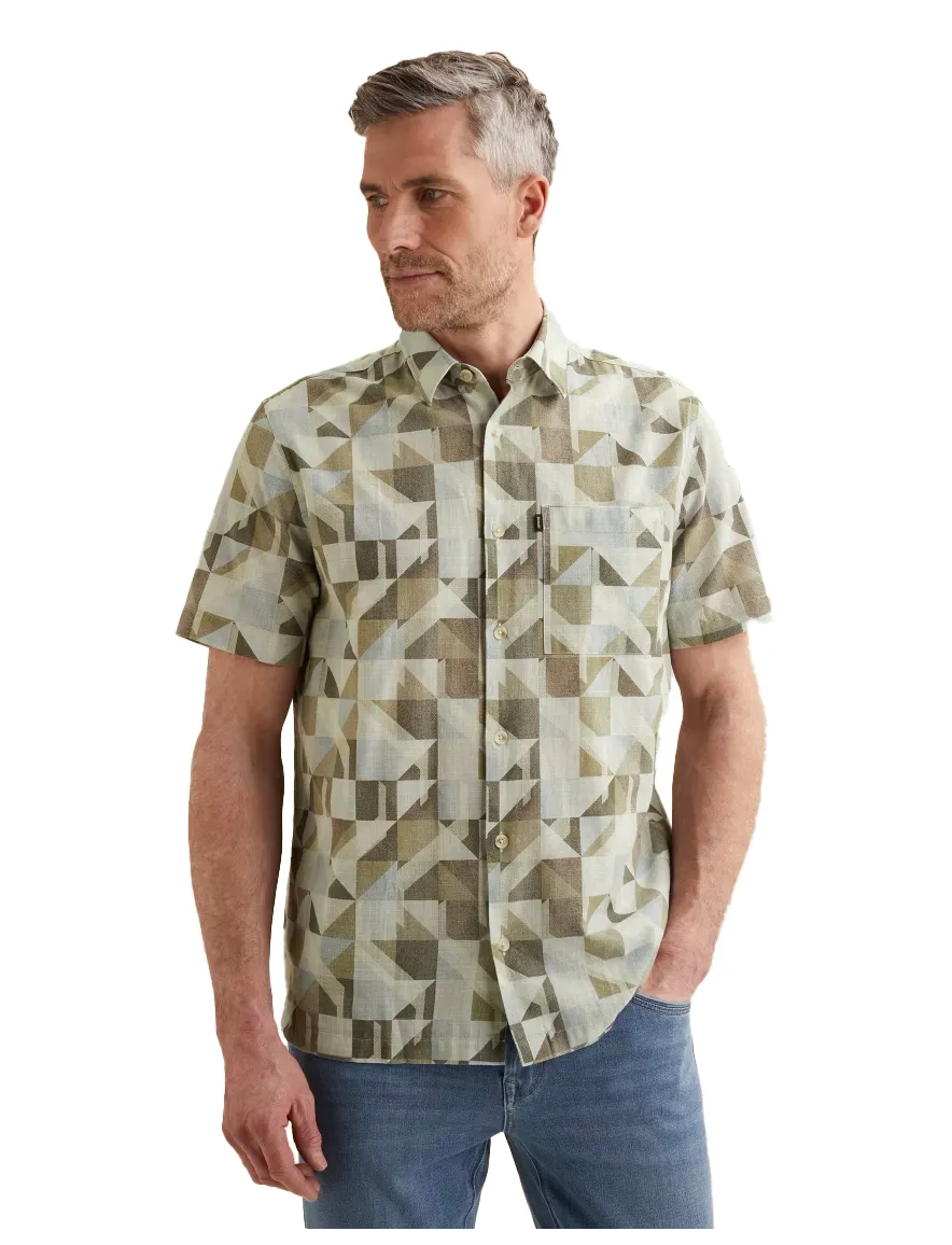 Vanguard overhemd korte mouw print groen