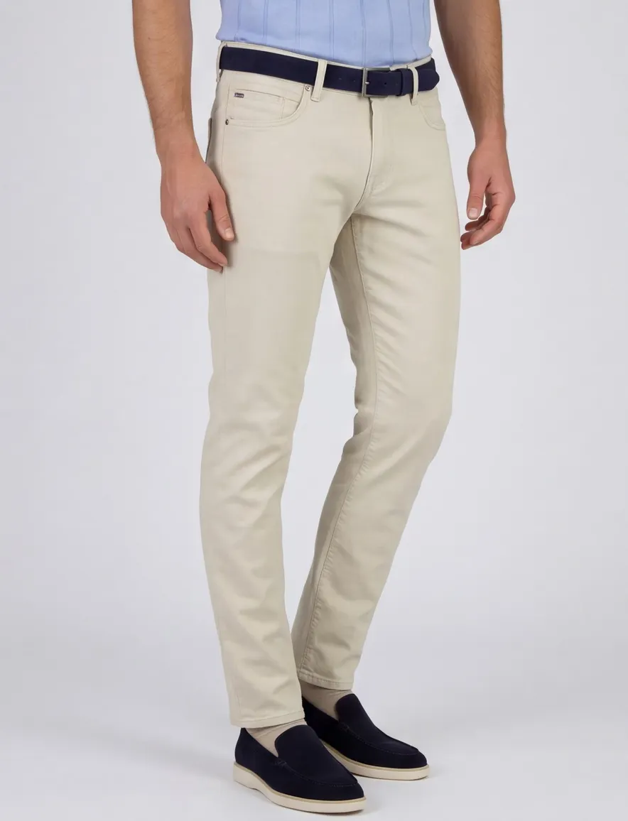 Vanguard broek V7 Rider 2.0 regular fit linnenblend creme