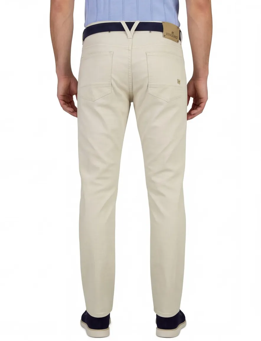 Vanguard broek V7 Rider 2.0 regular fit linnenblend creme