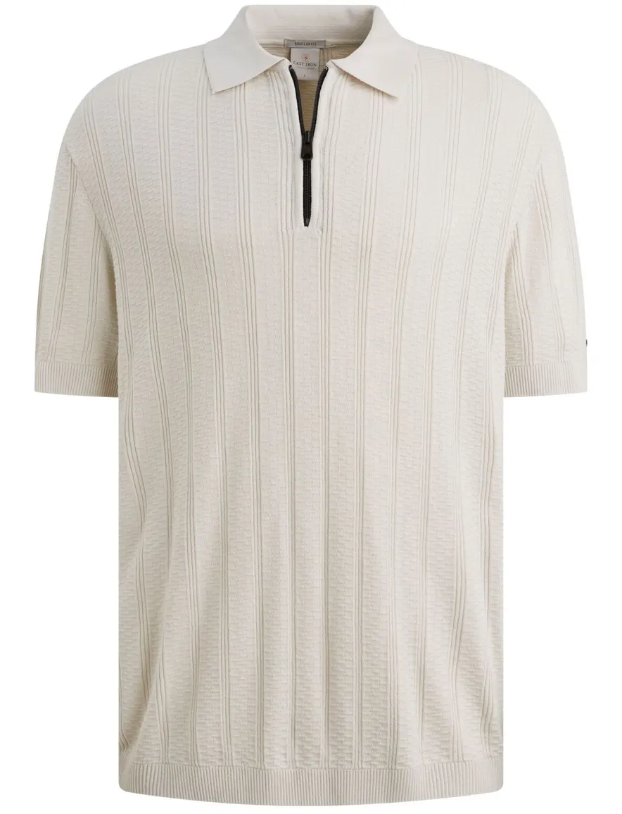 Cast Iron poloshits met rits beige