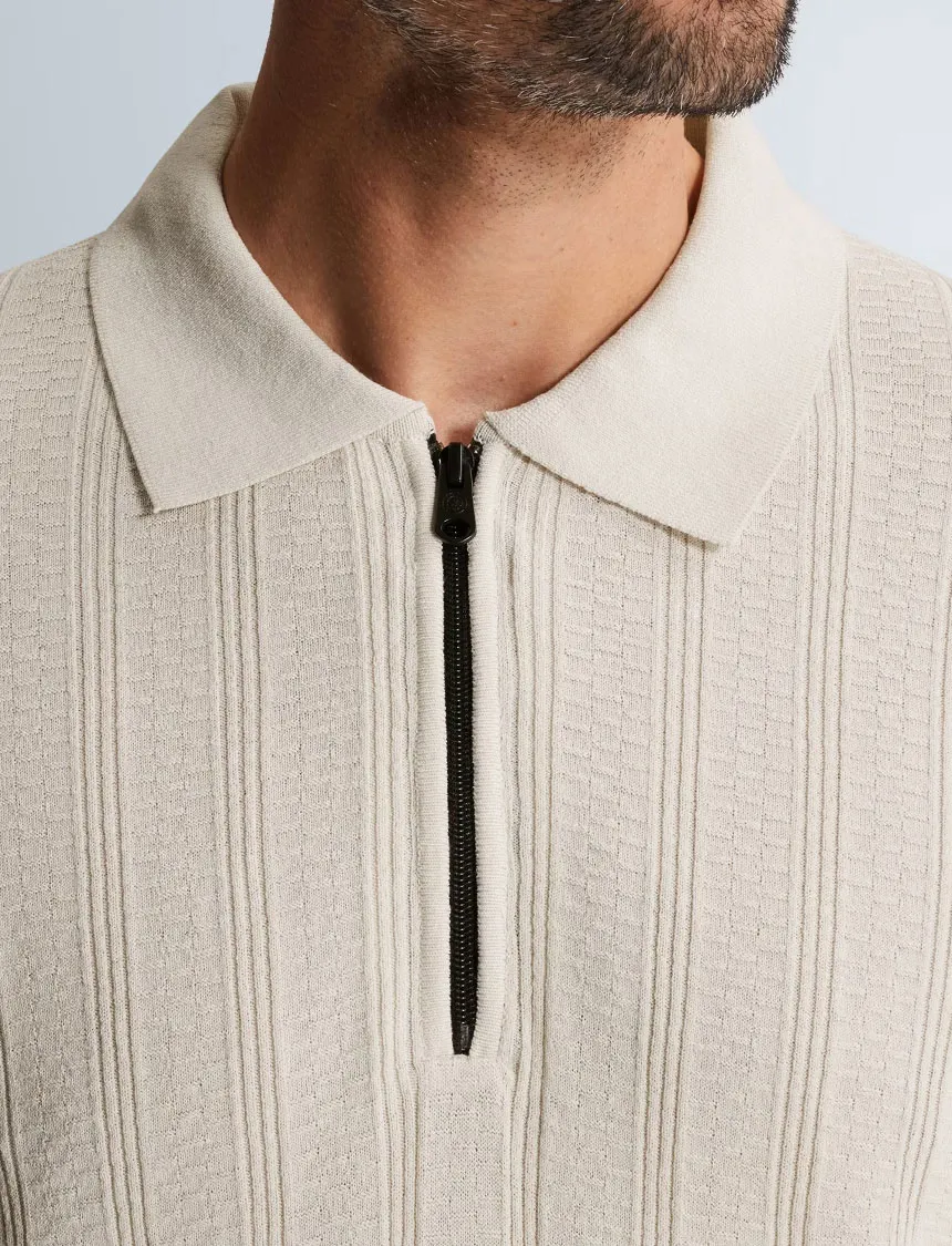 Cast Iron poloshits met rits beige