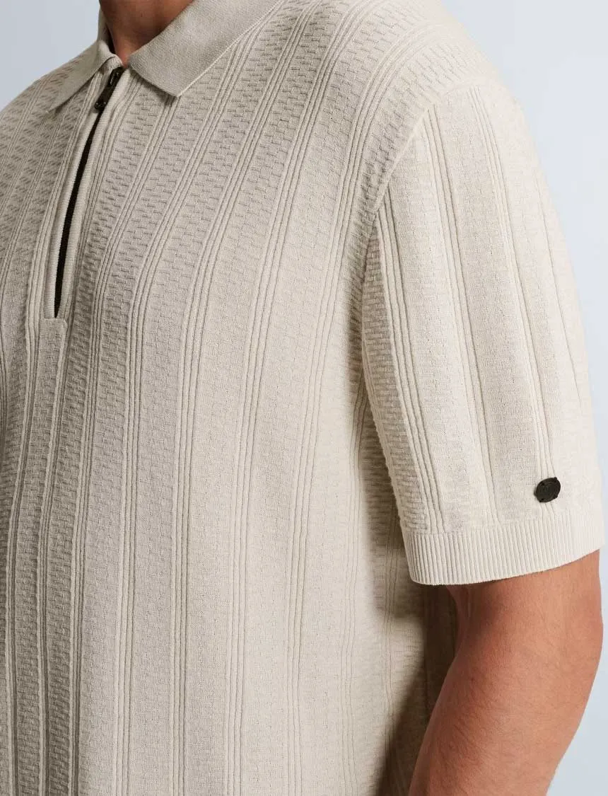 Cast Iron poloshits met rits beige